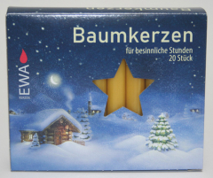 Sparpack: 20x 20er-Packung EWA-Baumkerzen, (400 Kerzen), 10,5 x 1,3 cm Ø, Naturgelb