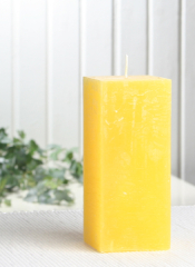 Sparpack: 12x Rustik-Stumpenkerze, viereckig, 12 x 5 x 5 cm Ø, zitronengelb