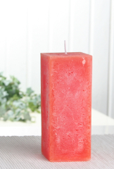 Sparpack: 12x Rustik-Stumpenkerze, viereckig, 12 x 5 x 5 cm Ø, orange