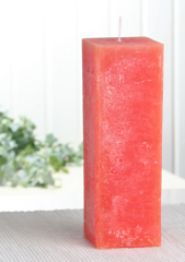 Sparpack: 12x Rustik-Stumpenkerze, viereckig, 15 x 5 x 5 cm Ø, orange