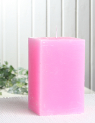 Sparpack: 6x Rustik-Stumpenkerze, viereckig, 12 x 7,5 x 7,5 cm, rosa