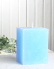 Sparpack: 6x Rustik-Stumpenkerze, viereckig, 10 x 7,5 x 7,5 cm, hellblau