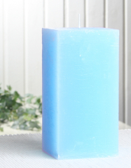Sparpack: 6x Rustik-Stumpenkerze, viereckig, 15 x 7,5 x 7,5 cm, hellblau