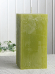 Sparpack: 6x Rustik-Stumpenkerze, viereckig, 15 x 7,5x7,5 cm Ø, pistaziengrün