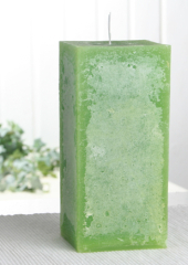 Sparpack: 6x Rustik-Stumpenkerze, viereckig, 15 x 7,5 x 7,5 cm Ø, apfelgrün