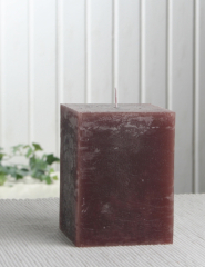 Sparpack: 6x Rustik-Stumpenkerze, viereckig, 10 x 7,5 x 7,5 cm Ø, kaffeebraun