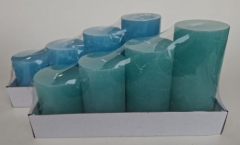 1-B-Ware: Rustik-Stumpenkerzen-Adventsset, mittel, 6 cm Ø, hellgrünlich-aqua-türkis, (Liefermenge 1 Set)