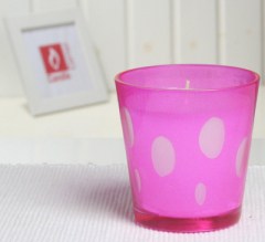 Kerze im Glas mit Tupfen, Pink