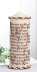 Stumpenkerze Vater unser... + betende Hände, 22 x 10 cm