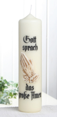 Stumpenkerze Betende Hände/Das Große Amen, 25 x 7 cm