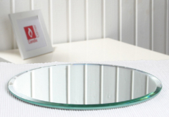 Spiegelfliese, rund, groß, mit Facettenschliff (20,0 cm Ø)