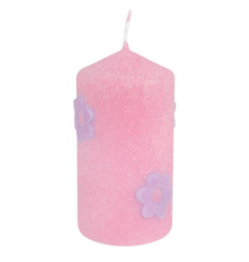 Stumpenkerze Flower Power 11 x 6 cm Ø, Flieder