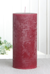 Rustik-Stumpenkerze, 15 x 7 cm Ø, rubinrot-bordeaux
