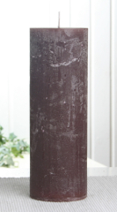 Rustik-Stumpenkerze, 20 x 7 cm Ø, kaffeebraun