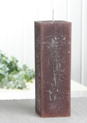 Rustik-Stumpenkerze, viereckig, 15 x 5 x 5 cm Ø, kaffeebraun