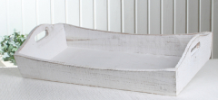 Holztablett, taillierte Form, groß, white-washed ca. 43x23x10 cm