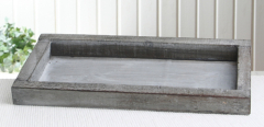 Längliches Holztablett (dicker Rand), natural/grau, 28x15x2,5 cm