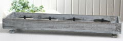 Rustic-Kerzentablett lang für 4 Kerzen, Holz, natur/grau 45x15x6