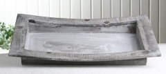 Holztablett, geschwungener Rand, grau, mittel, 42x27x5 cm