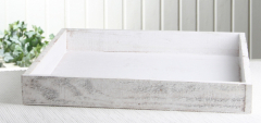Holztablett, viereckig, groß, white-washed, 30 x 30 x 4 cm