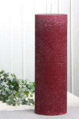 Rustik-Stumpenkerze, 30 x 10 cm Ø, rubinrot-bordeaux