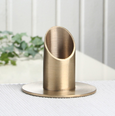 Halter für Altarkerzen aus Metall, 3 cm Ø, Gold (matt gebürstet)