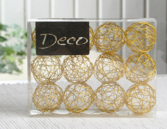 Deko-Drahtbälle 30 mm Ø, 12er-Packung, gold