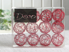 Deko-Drahtbälle 30 mm Ø, 12er-Packung, rot