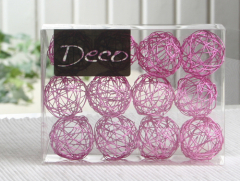 Deko-Drahtbälle 30 mm Ø, 12er-Packung, pink