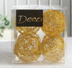 Deko-Drahtbälle 50 mm Ø, 8er-Packung, gold