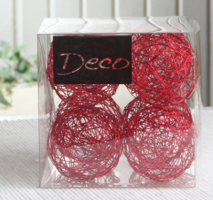 Deko-Drahtbälle 50 mm Ø, 8er-Packung, rot