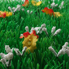 Grasmatte mit Blüten "Blumenwiese", grün-gelb-orange