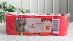 Bolsius 4er-Pack Grablicht (Stundenbrenner Nr. 40), rot