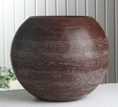 XL-Wachswindlicht, rund, ca. 30 cm Ø, kaffeebraun