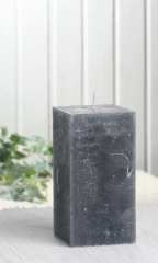 Rustik-Stumpenkerze, viereckig, 10x5x5 cm, anthrazit-schwarz
