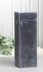 Rustik-Stumpenkerze, viereckig, 15x5x5 cm, anthrazit-schwarz