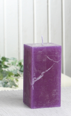 Rustik-Stumpenkerze, viereckig, 10 x 5 x 5 cm, lila-violett