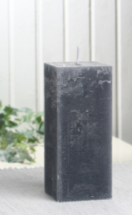 Rustik-Stumpenkerze, viereckig, 12x5x5 cm, anthrazit-schwarz