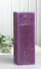 Rustik-Stumpenkerze, viereckig, 15 x 5 x 5 cm, lila-violett