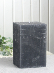 Rustik-Stumpenkerze, viereckig, 12x7,5x7,5 cm, anthrazit-schwarz