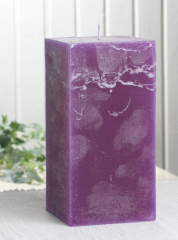 Rustik-Stumpenkerze, viereckig, 15 x 7,5 x 7,5 cm, lila-violett