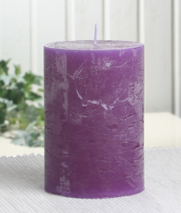 Rustik-Stumpenkerze, 10 x 7 cm Ø, lila-violett
