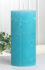 Rustik-Stumpenkerze, 15 x 7 cm Ø, aqua-türkis