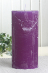 Rustik-Stumpenkerze, 15 x 7 cm Ø, lila-violett