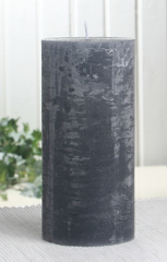 Rustik-Stumpenkerze, 15 x 7 cm Ø, anthrazith-schwarz