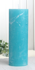 Rustik-Stumpenkerze, 20 x 7 cm Ø, aqua-türkis