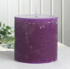 Rustik-Stumpenkerze, 10 x 10 cm Ø, lila-violett