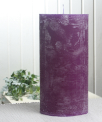 Rustik-Stumpenkerze, 20 x 10 cm Ø, lila-violett