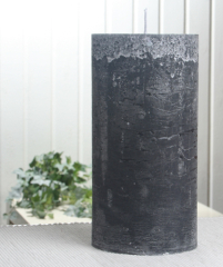 Rustik-Stumpenkerze, 20 x 10 cm Ø, anthrazit-schwarz