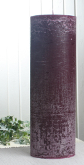 Rustik-Stumpenkerze, 30 x 10 cm Ø, pflaume-burgund